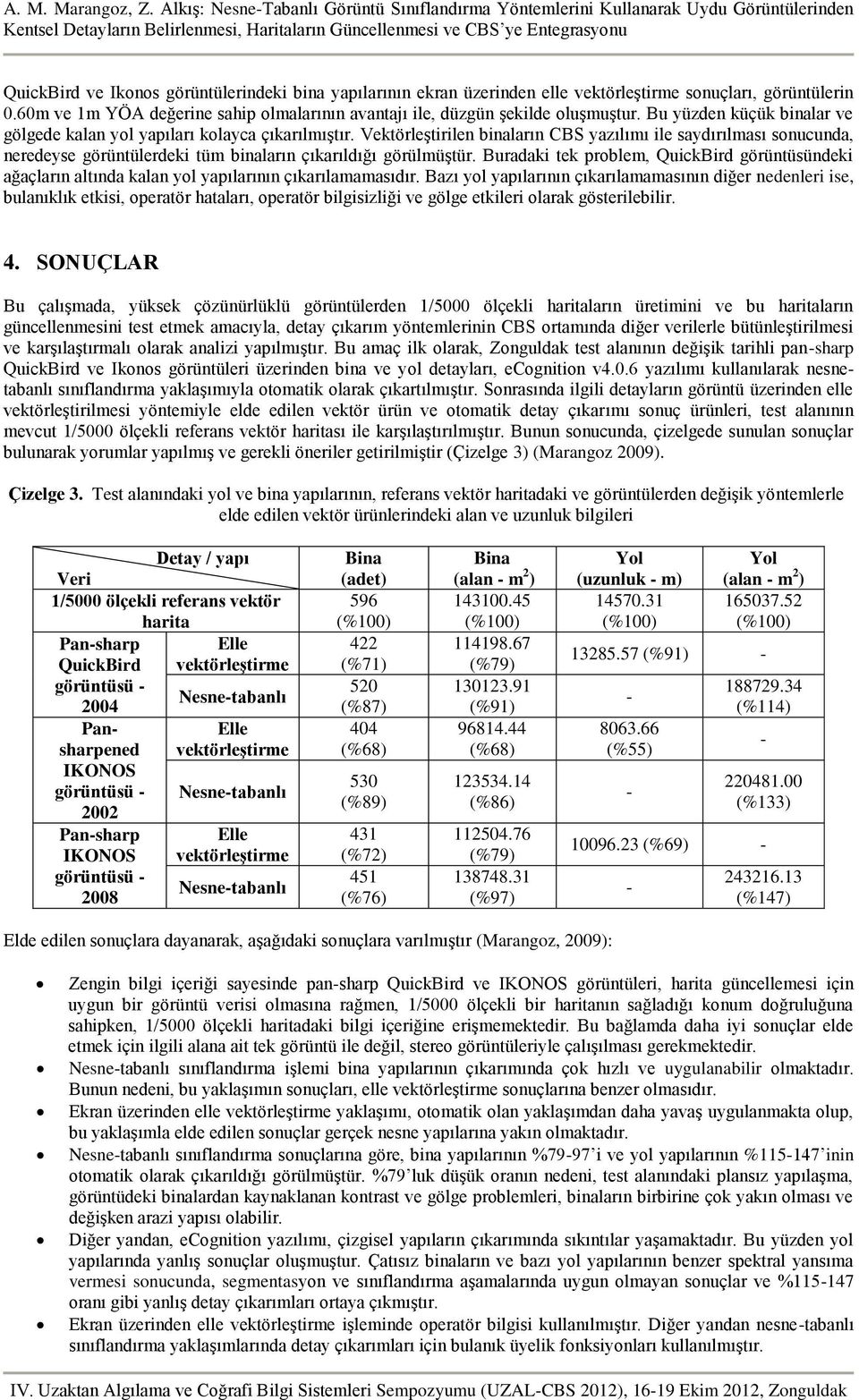 Vektörleştirilen binaların CBS yazılımı ile saydırılması sonucunda, neredeyse görüntülerdeki tüm binaların çıkarıldığı görülmüştür.