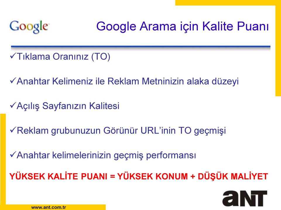 Kalitesi Reklam grubunuzun Görünür URL inin TO geçmişi Anahtar