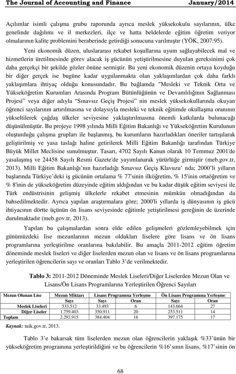 Yeni ekonomik düzen, uluslararası rekabet koşullarına uyum sağlayabilecek mal ve hizmetlerin üretilmesinde görev alacak iş gücünün yetiştirilmesine duyulan gereksinimi çok daha gerçekçi bir şekilde