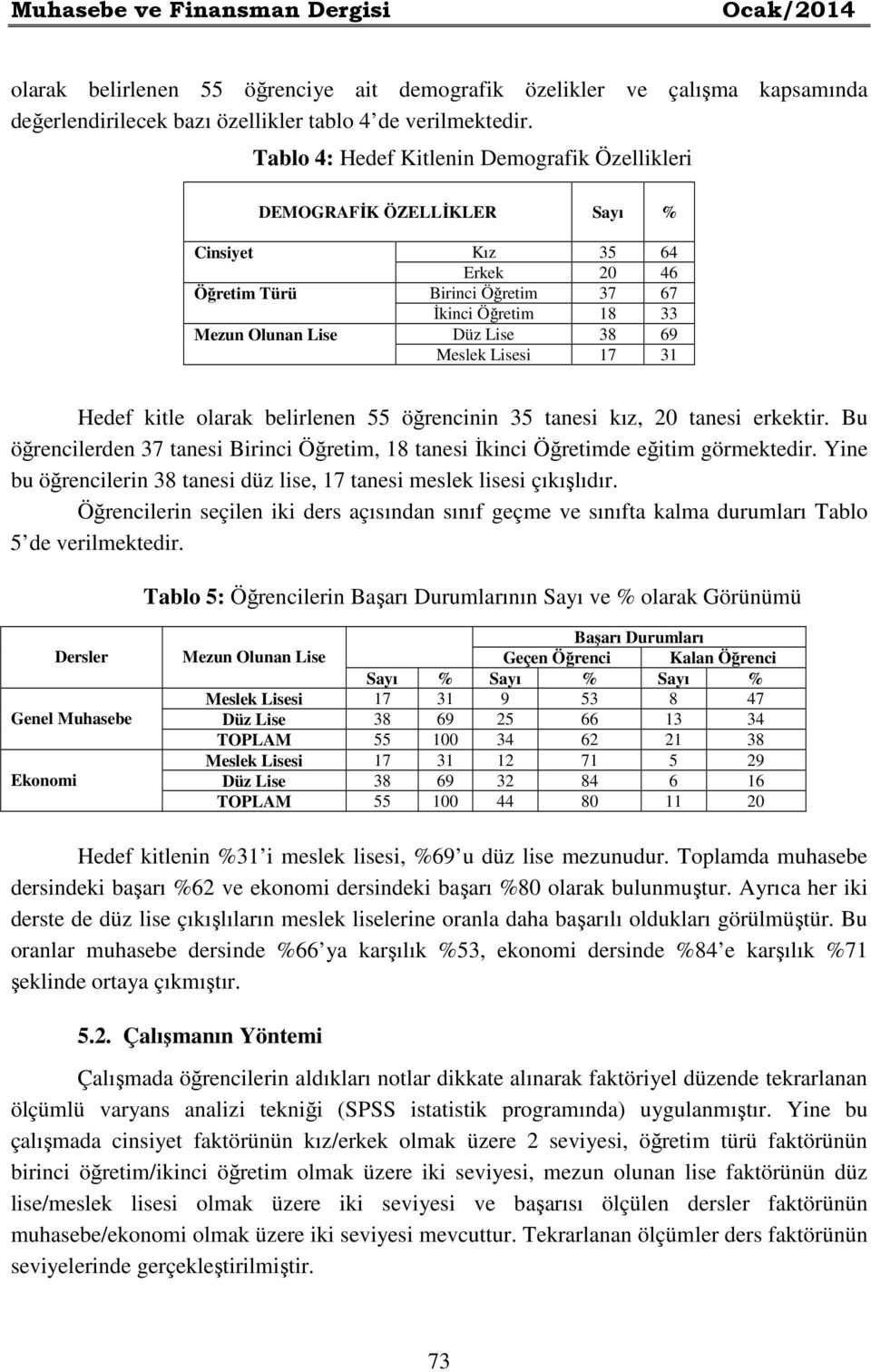 Meslek Lisesi 17 31 Hedef kitle olarak belirlenen 55 öğrencinin 35 tanesi kız, 20 tanesi erkektir. Bu öğrencilerden 37 tanesi Birinci Öğretim, 18 tanesi İkinci Öğretimde eğitim görmektedir.