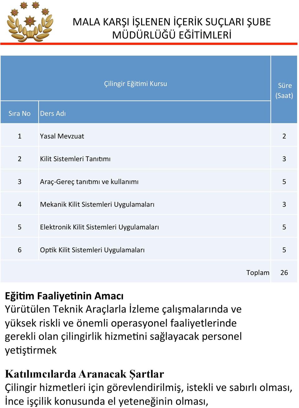 5 Toplam 26 Eği$mFaaliye$ninAmacı YürütülenTeknikAraçlarlaİzlemeçalışmalarındave yüksekriskliveönemlioperasyonelfaaliyetlerinde