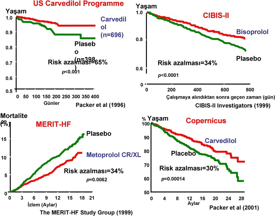 0001 CIBIS-II II Bisoprolol Plasebo 0 200 400 600 800 % Yaşam 100 90 Çalışmaya alındıktan sonra geçen zaman (gün).