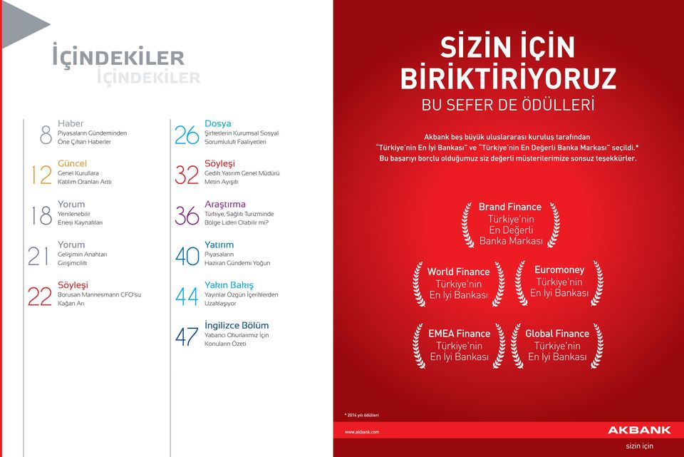Sorumluluk Faaliyetleri Söyleşi Gedik Yatırım Genel Müdürü 32 Metin Ayışık Araştırma Türkiye, Sağlık Turizminde 36 Bölge Lideri Olabilir mi?