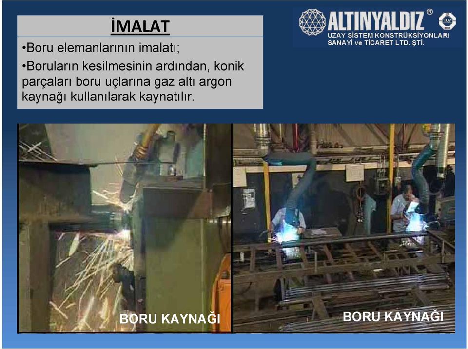 parçaları boru uçlarına gaz altı argon