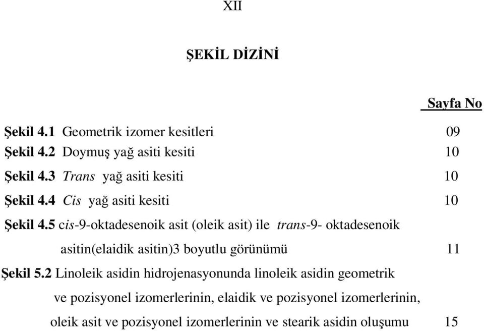 5 cis-9-oktadesenoik asit (oleik asit) ile trans-9- oktadesenoik asitin(elaidik asitin)3 boyutlu görünümü 11 Şekil 5.