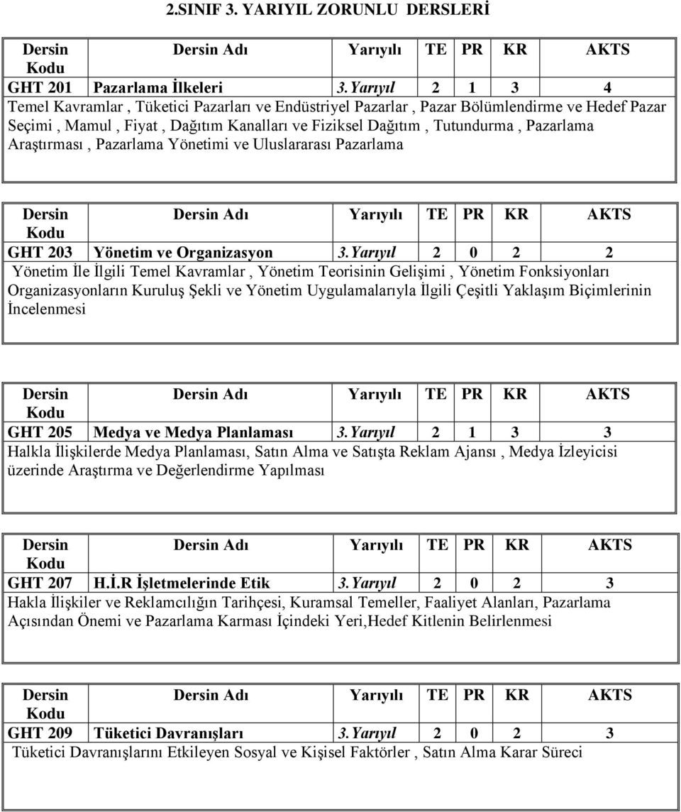 Araştırması, Pazarlama Yönetimi ve Uluslararası Pazarlama GHT 203 Yönetim ve Organizasyon 3.