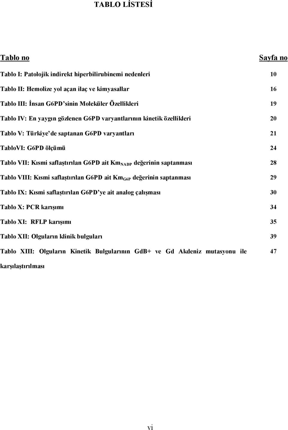 saflaştırılan G6PD ait Km NADP değerinin saptanması 28 Tablo VIII: Kısmi saflaştırılan G6PD ait Km G6P değerinin saptanması 29 Tablo IX: Kısmi saflaştırılan G6PD ye ait analog