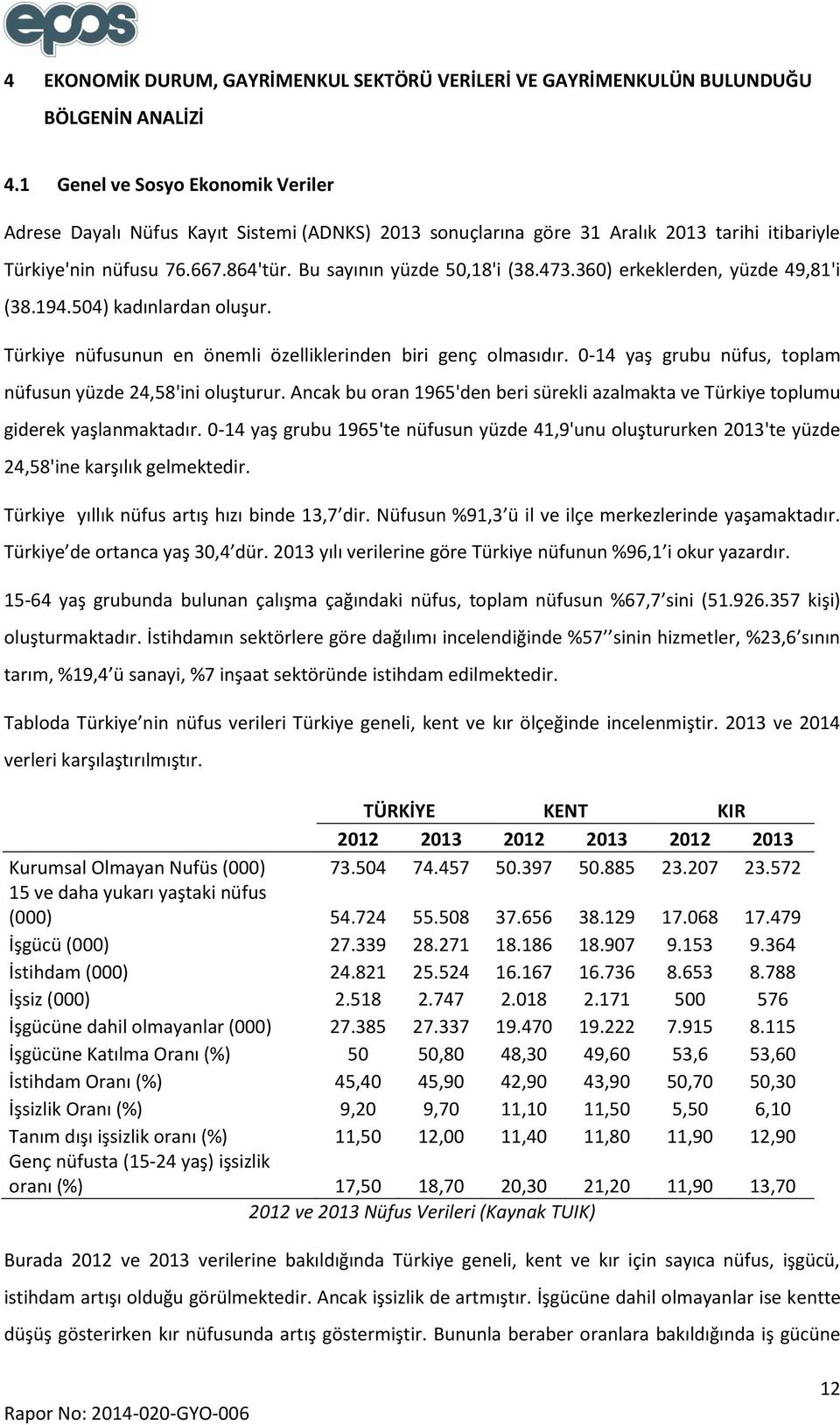 360) erkeklerden, yüzde 49,81'i (38.194.504) kadınlardan oluşur. Türkiye nüfusunun en önemli özelliklerinden biri genç olmasıdır. 0-14 yaş grubu nüfus, toplam nüfusun yüzde 24,58'ini oluşturur.