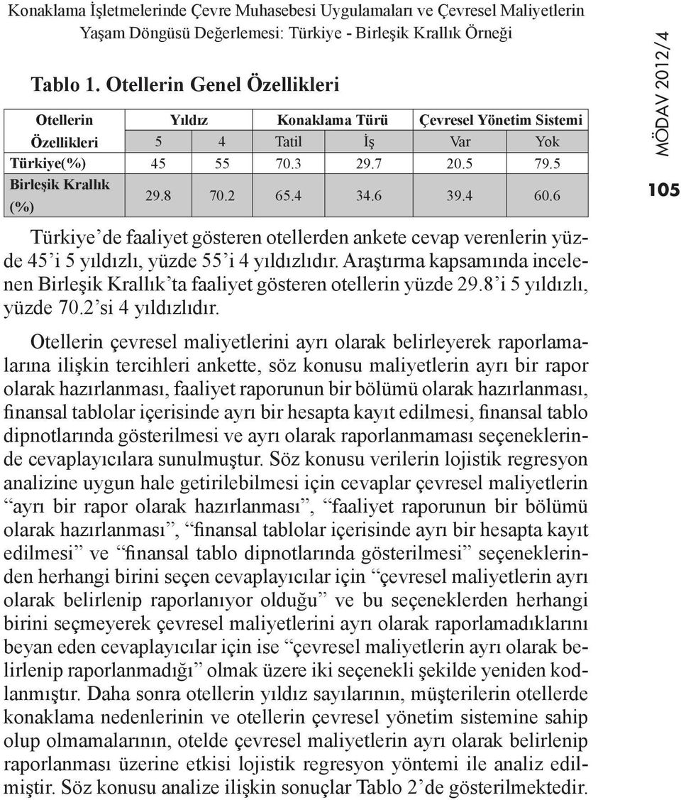 4 60.6 Türkiye de faaliyet gösteren otellerden ankete cevap verenlerin yüzde 45 i 5 yıldızlı, yüzde 55 i 4 yıldızlıdır.