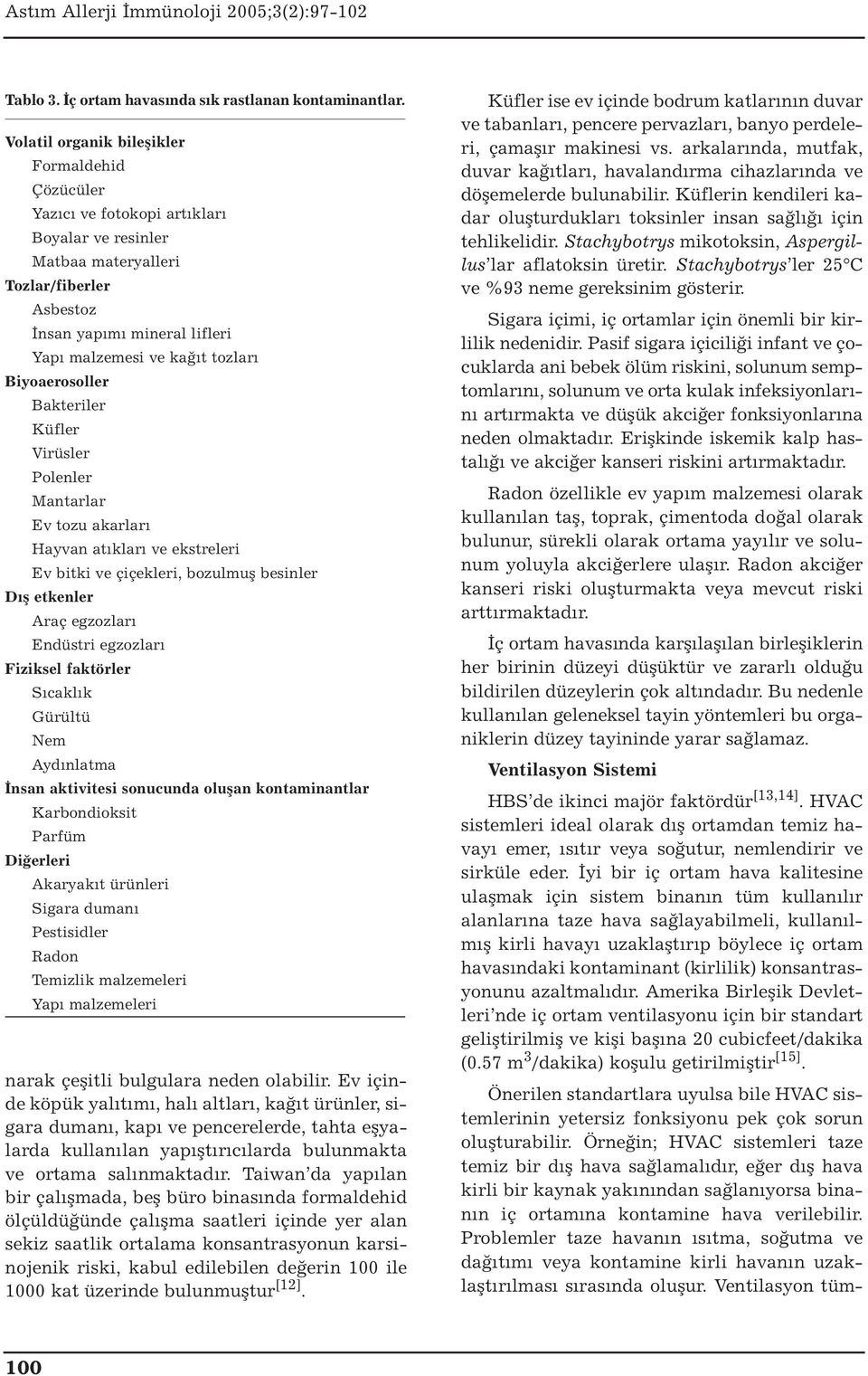 tozları Biyoaerosoller Bakteriler Küfler Virüsler Polenler Mantarlar Ev tozu akarları Hayvan atıkları ve ekstreleri Ev bitki ve çiçekleri, bozulmuş besinler Dış etkenler Araç egzozları Endüstri