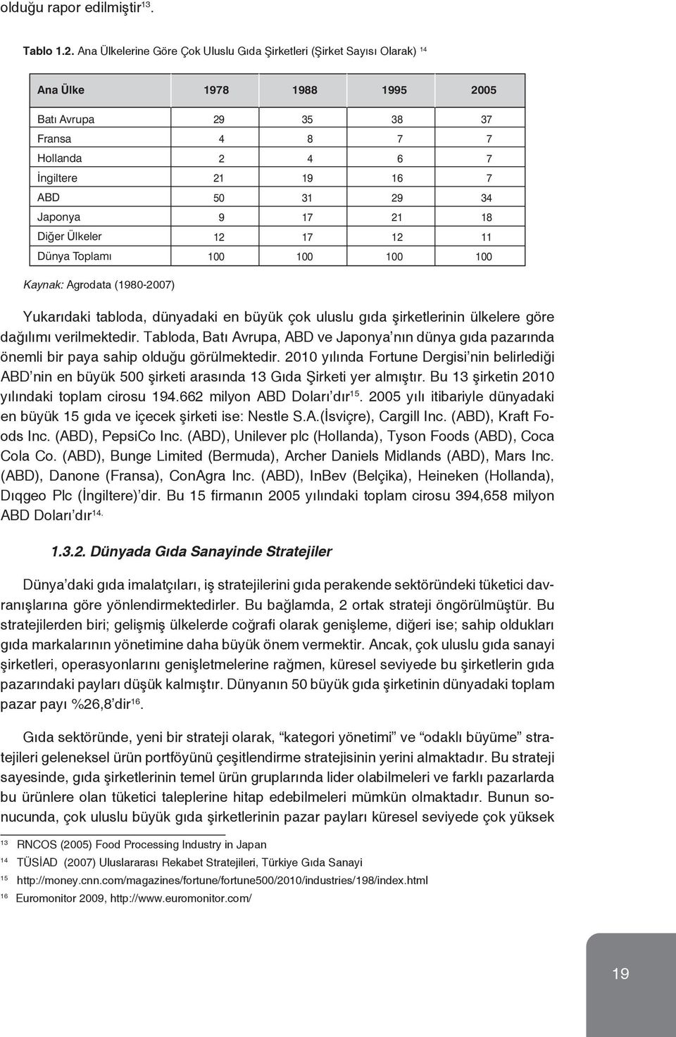 verilmektedir. Tabloda, Batı Avrupa, ABD ve Japonya nın dünya gıda pazarında önemli bir paya sahip olduğu görülmektedir.