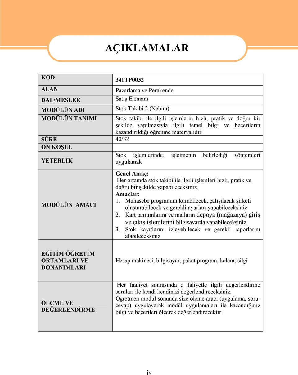 Stok işlemlerinde, işletmenin belirlediği yöntemleri uygulamak MODÜLÜN AMACI Genel Amaç: Her ortamda stok takibi ile ilgili işlemleri hızlı, pratik ve doğru bir şekilde yapabileceksiniz. Amaçlar: 1.