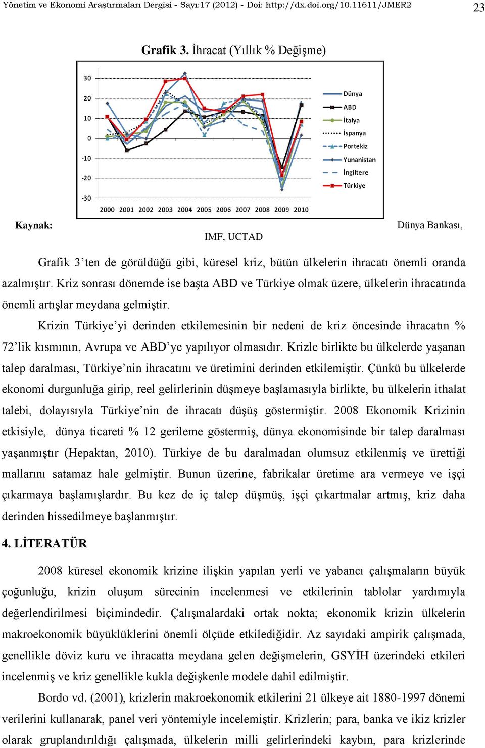 Kriz sonrası dönemde ise baģta ABD ve Türkiye olmak üzere, ülkelerin ihracatında önemli artıģlar meydana gelmiģtir.