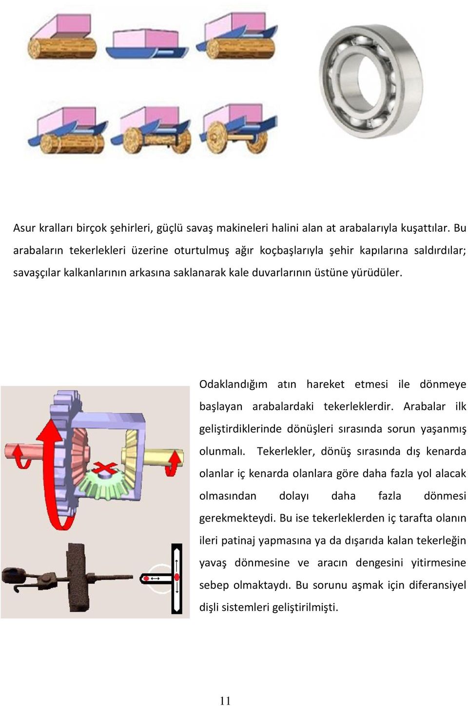 Odaklandığım atın hareket etmesi ile dönmeye başlayan arabalardaki tekerleklerdir. Arabalar ilk geliştirdiklerinde dönüşleri sırasında sorun yaşanmış olunmalı.