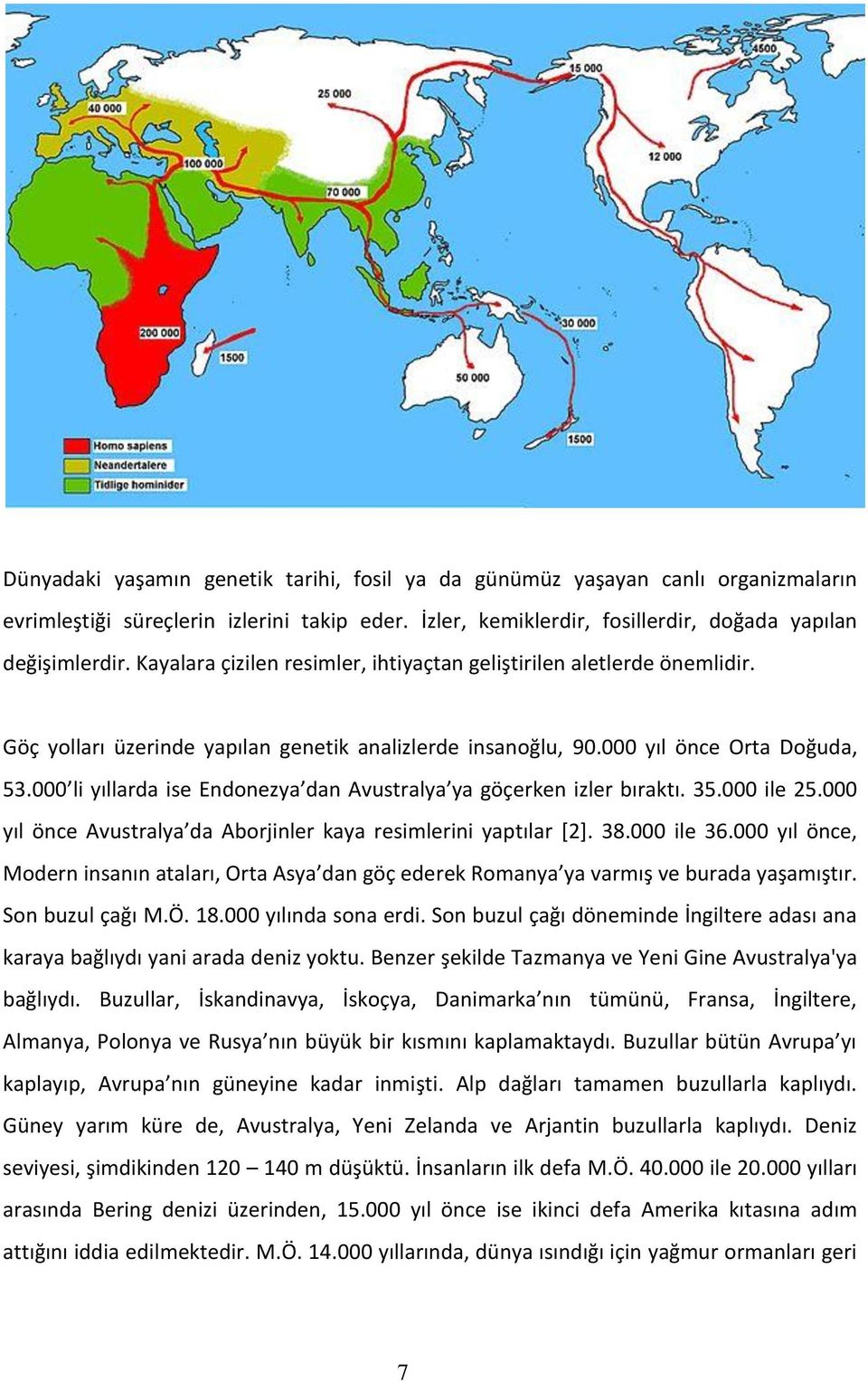 000 li yıllarda ise Endonezya dan Avustralya ya göçerken izler bıraktı. 35.000 ile 25.000 yıl önce Avustralya da Aborjinler kaya resimlerini yaptılar [2]. 38.000 ile 36.