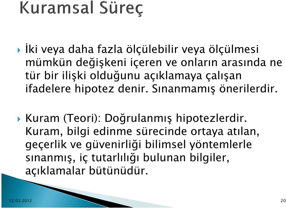 Kuram (Teori): Doğrulanmış hipotezlerdir.