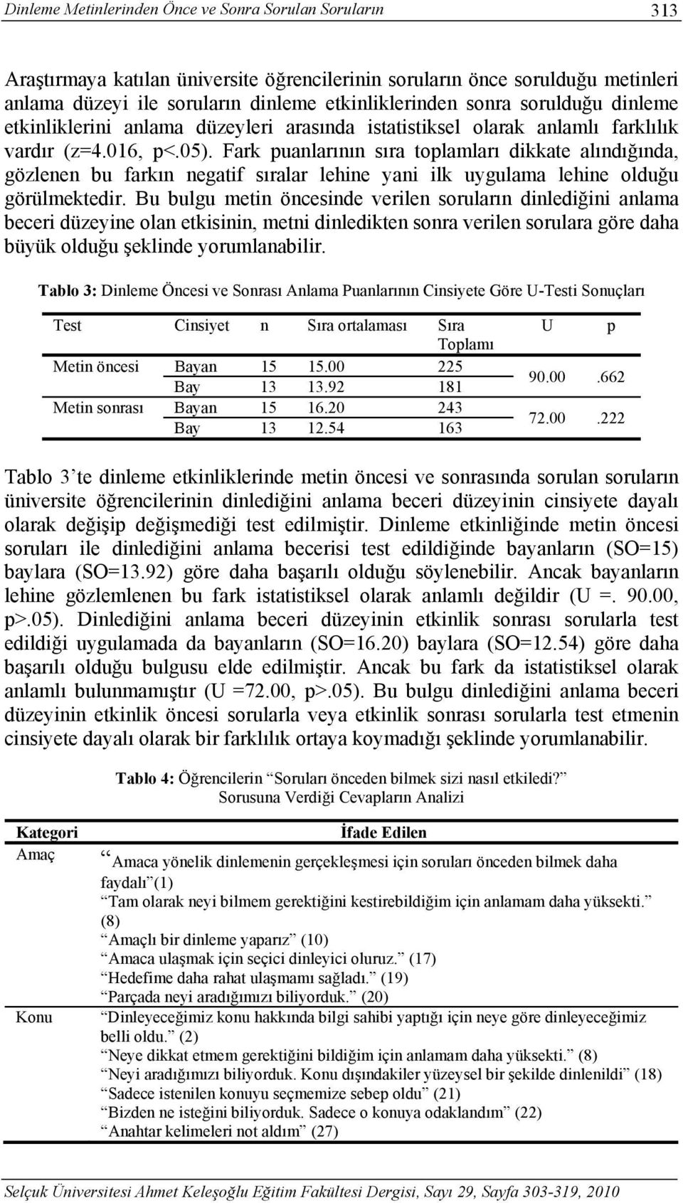 Fark puanlarının sıra toplamları dikkate alındığında, gözlenen bu farkın negatif sıralar lehine yani ilk uygulama lehine olduğu görülmektedir.