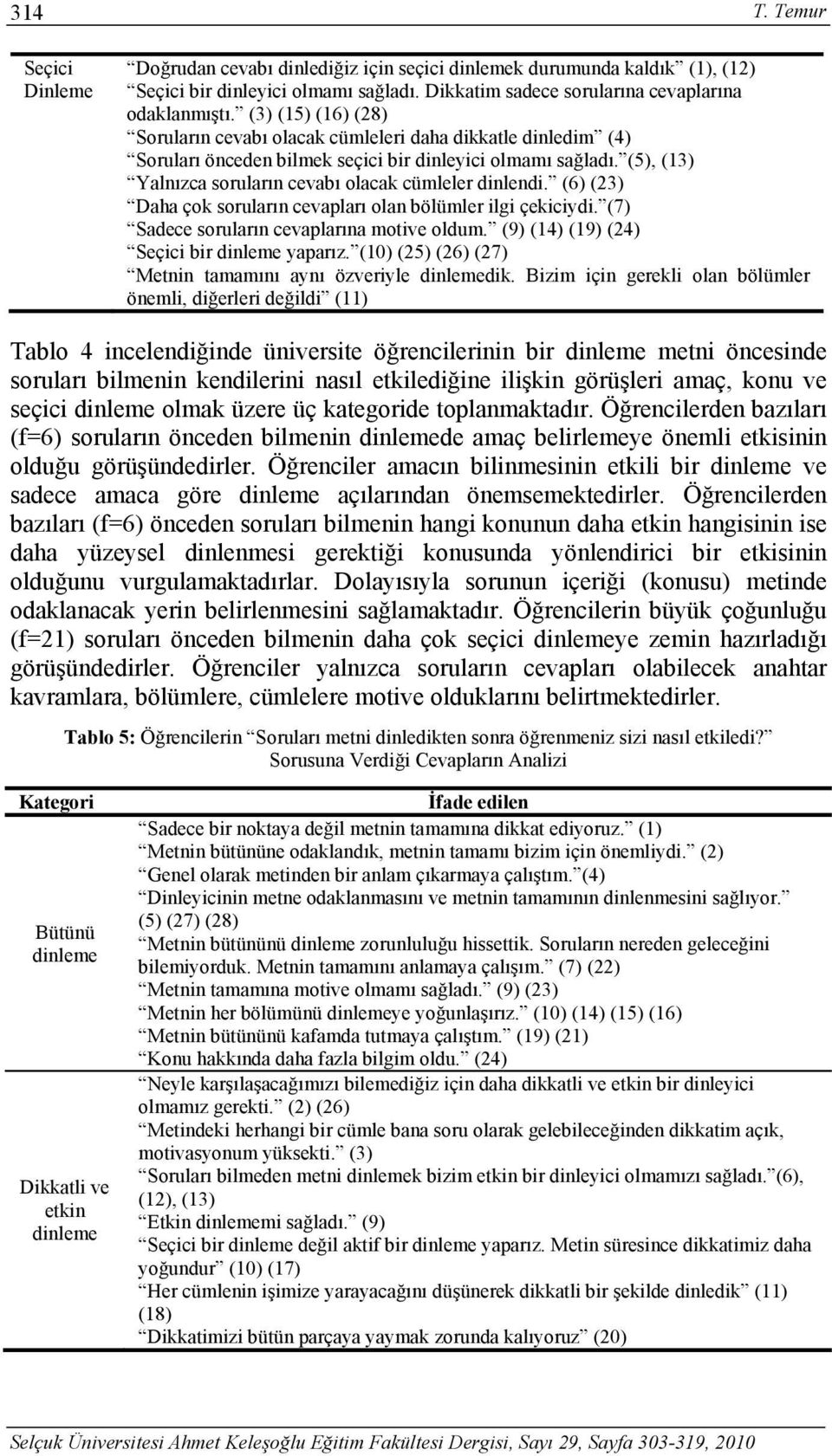 (5), (13) Yalnızca soruların cevabı olacak cümleler dinlendi. (6) (23) Daha çok soruların cevapları olan bölümler ilgi çekiciydi. (7) Sadece soruların cevaplarına motive oldum.