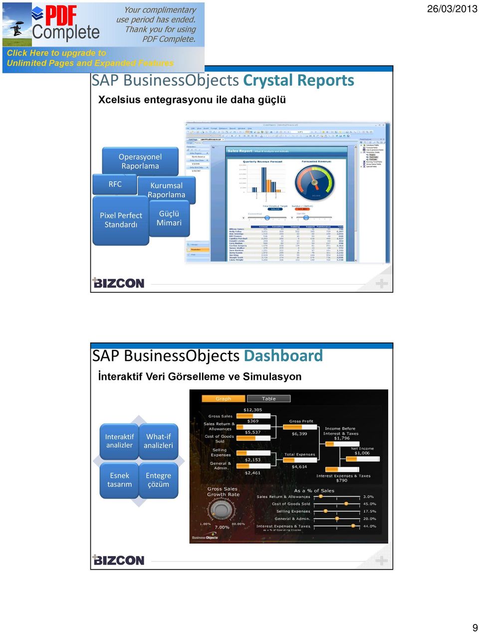 Güçlü Mimari SAP BusinessObjects Dashboard İnteraktif Veri Görselleme ve