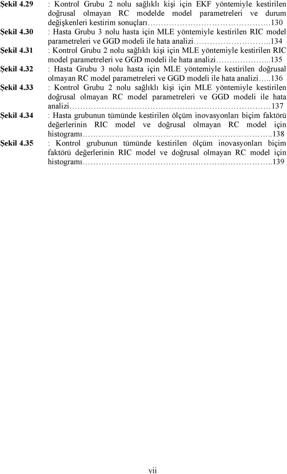 3 : Hasta Grubu 3 nolu hasta için MLE yöntemiyle estirilen RIC model parametreleri ve GGD modeli ile hata analizi.