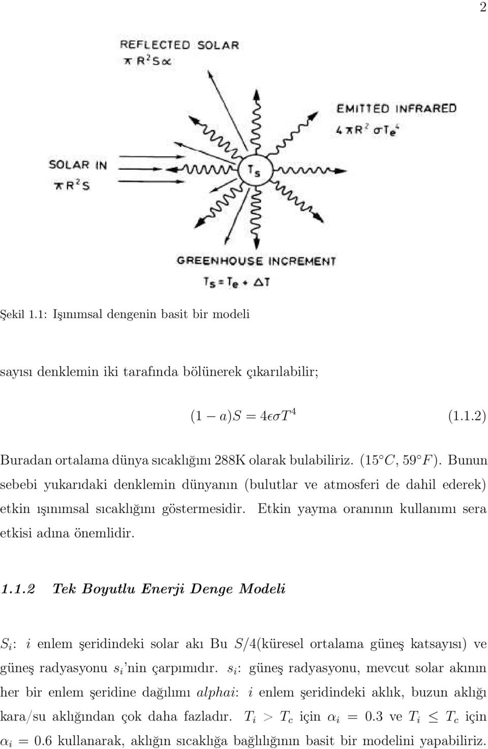 1.1.2 Tek Boyutlu Enerji Denge Modeli S i : i enlem şeridindeki solar akı Bu S/4(küresel ortalama güneş katsayısı) ve güneş radyasyonu s i nin çarpımıdır.