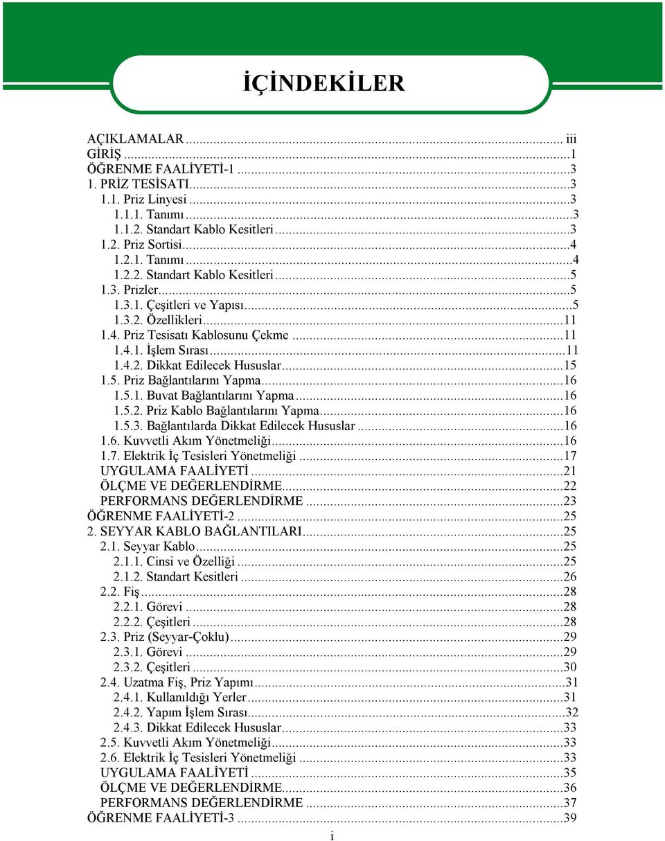 ..16 1.5.1. Buvat Bağlantılarını Yapma...16 1.5.2. Priz Kablo Bağlantılarını Yapma...16 1.5.3. Bağlantılarda Dikkat Edilecek Hususlar...16 1.6. Kuvvetli Akım Yönetmeliği...16 1.7.