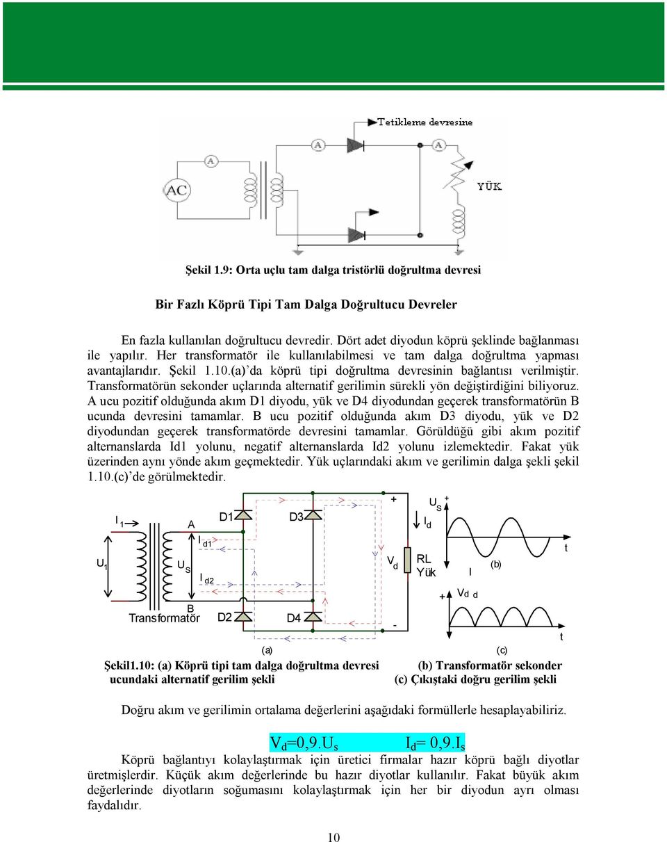 (a) da köprü tipi doğrultma devresinin bağlantısı verilmiştir. Transformatörün sekonder uçlarında alternatif gerilimin sürekli yön değiştirdiğini biliyoruz.