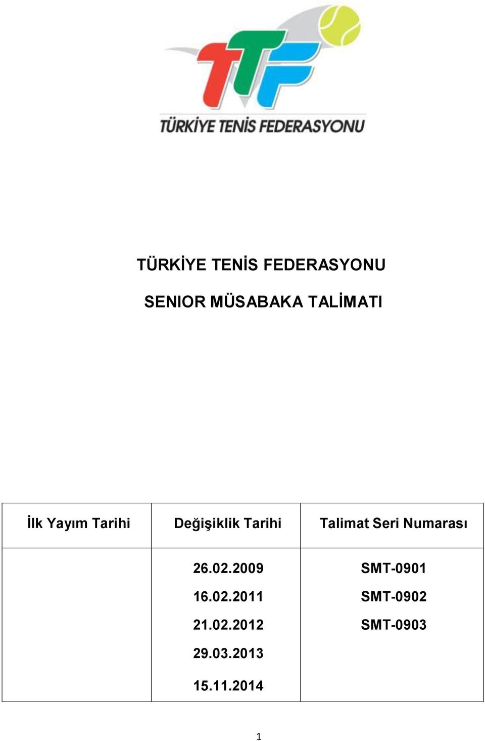 Talimat Seri Numarası 26.02.2009 16.02.2011 21.