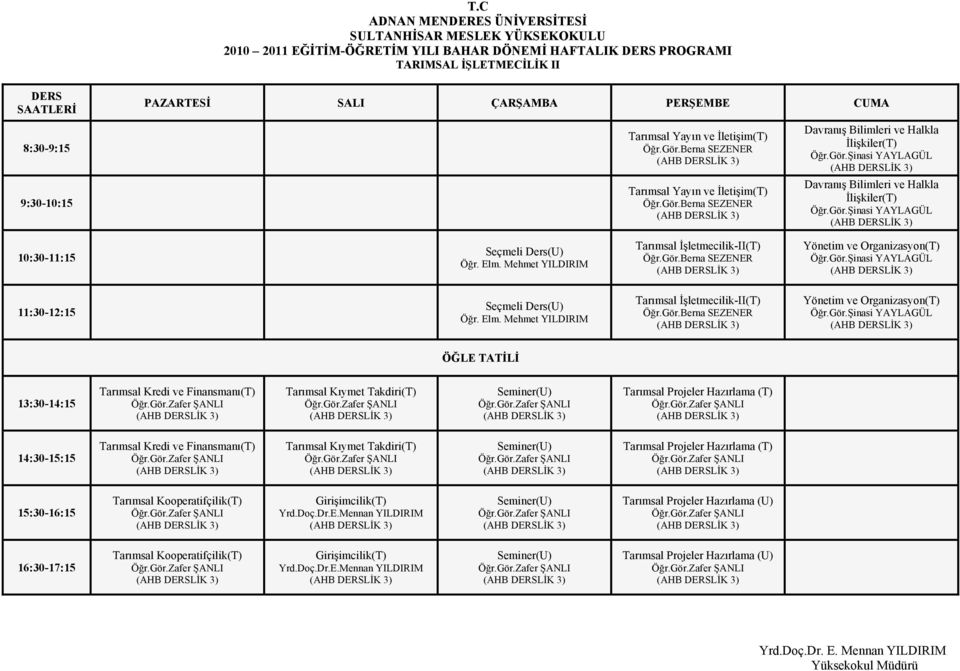 Finansmanı(T) Tarımsal Kıymet Takdiri(T) Tarımsal Projeler Hazırlama (T) Tarımsal Kredi ve Finansmanı(T) Tarımsal Kıymet Takdiri(T) Tarımsal Projeler