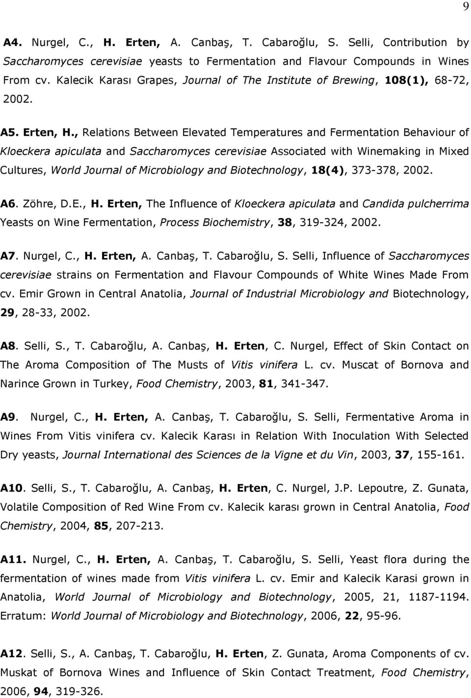 , Relations Between Elevated Temperatures and Fermentation Behaviour of Kloeckera apiculata and Saccharomyces cerevisiae Associated with Winemaking in Mixed Cultures, World Journal of Microbiology