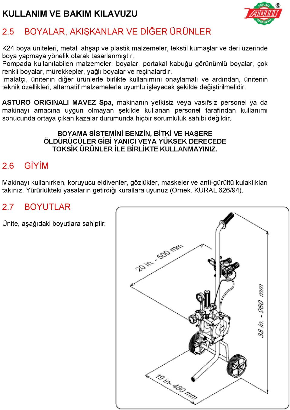 İmalatçı, ünitenin diğer ürünlerle birlikte kullanımını onaylamalı ve ardından, ünitenin teknik özellikleri, alternatif malzemelerle uyumlu işleyecek şekilde değiştirilmelidir.