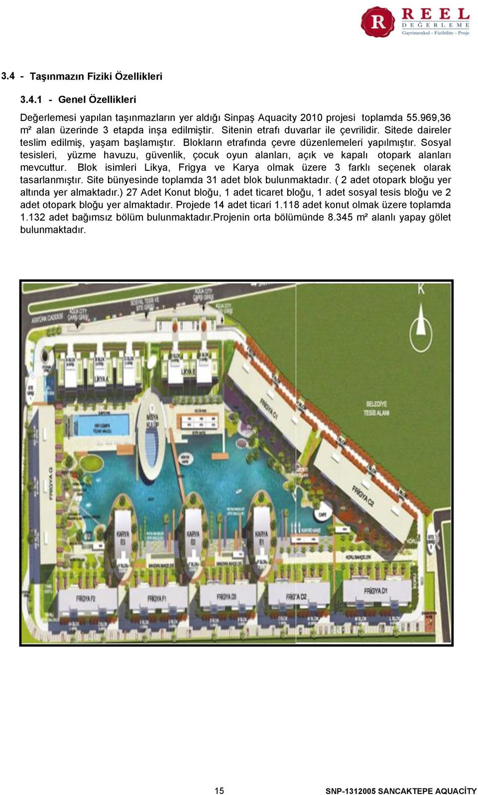 Sosyal tesisleri, yüzme havuzu, güvenlik, çocuk oyun alanları, açık ve kapalı otopark alanları mevcuttur. Blok isimleri Likya, Frigya ve Karya olmak üzere 3 farklı seçenek olarak tasarlanmıştır.