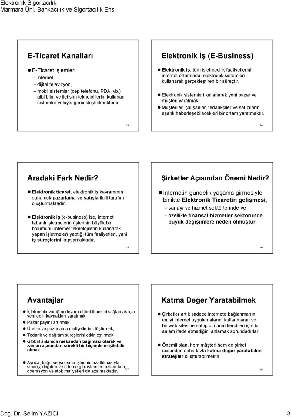 Elektronik sistemleri kullanarak yeni pazar ve müşteri yaratmak; Müşteriler, çalışanlar, tedarikçiler ve satıcıların eşanlı haberleşebilecekleri bir ortam yaratmaktır. 13 14 Aradaki Fark Nedir?