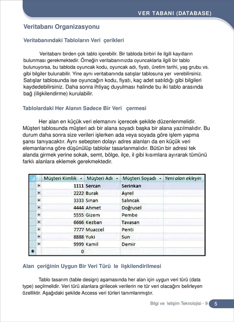 Yine aynı veritabanında satışlar tablosuna yer verebilirsiniz. Satışlar tablosunda ise oyuncağın kodu, fiyatı, kaç adet satıldığı gibi bilgileri kaydedebilirsiniz.