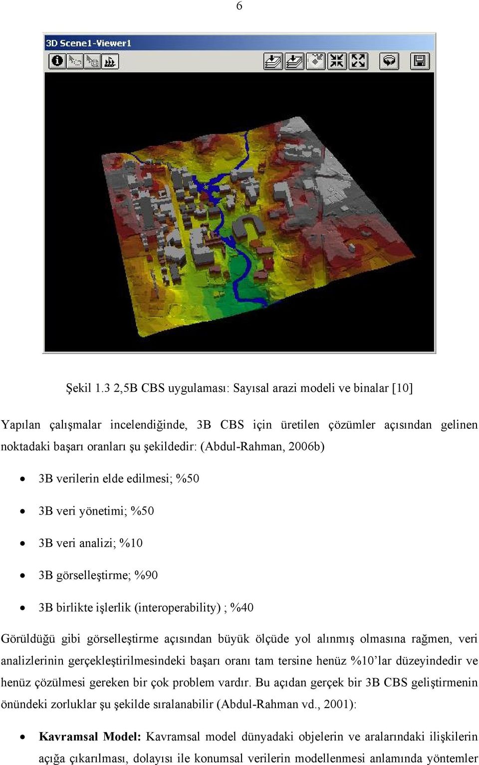 2006b) 3B verilerin elde edilmesi; %50 3B veri yönetimi; %50 3B veri analizi; %10 3B görselleştirme; %90 3B birlikte işlerlik (interoperability) ; %40 Görüldüğü gibi görselleştirme açısından büyük