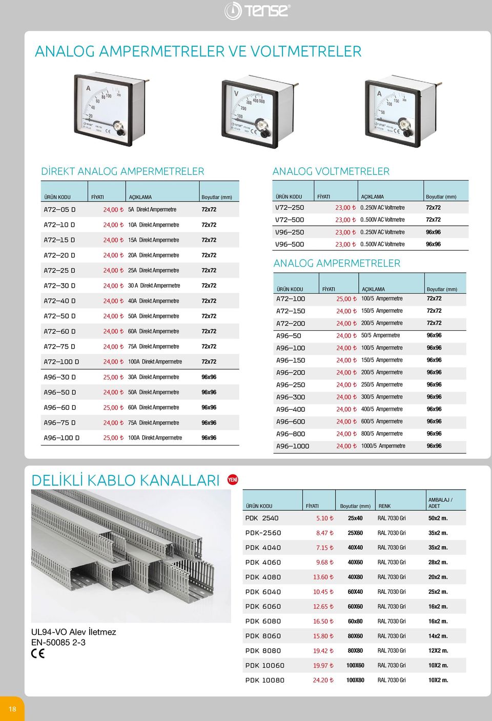 72x72 A72-50 D 24,00 50A Direkt Ampermetre 72x72 A72-60 D 24,00 60A Direkt Ampermetre 72x72 A72-75 D 24,00 75A Direkt Ampermetre 72x72 A72-100 D 24,00 100A Direkt Ampermetre 72x72 A96-30 D 25,00 30A