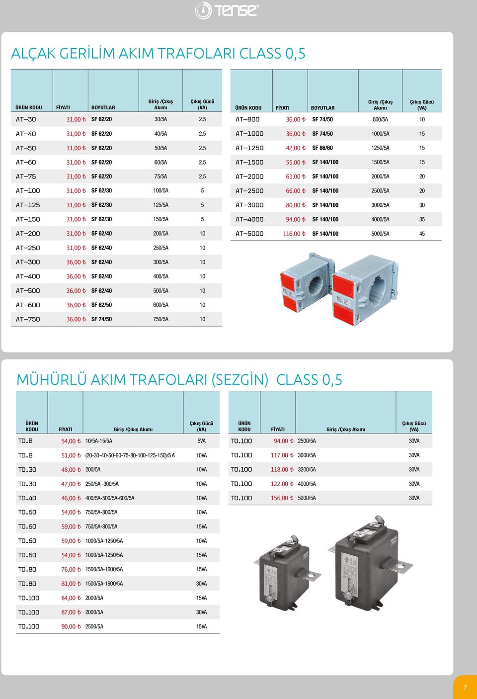 5 AT-100 31,00 SF 62/30 100/5A 5 AT-125 31,00 SF 62/30 125/5A 5 AT-150 31,00 SF 62/30 150/5A 5 AT-200 31,00 SF 62/40 200/5A 10 ÜRÜN KODU FİYATI BOYUTLAR Giriş /Çıkış Akımı Çıkış Gücü (VA) AT-800