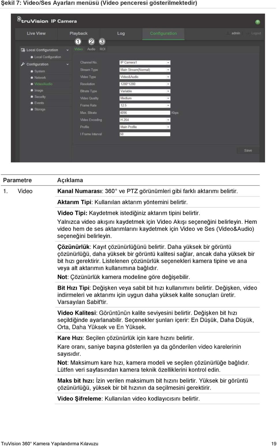 Hem video hem de ses aktarımlarını kaydetmek için Video ve Ses (Video&Audio) seçeneğini belirleyin. Çözünürlük: Kayıt çözünürlüğünü belirtir.