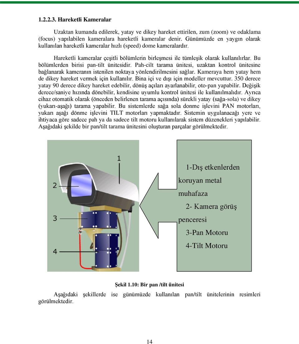 Bu bölümlerden birisi pan-tilt ünitesidir. Pah-cilt tarama ünitesi, uzaktan kontrol ünitesine bağlanarak kameranın istenilen noktaya yönlendirilmesini sağlar.