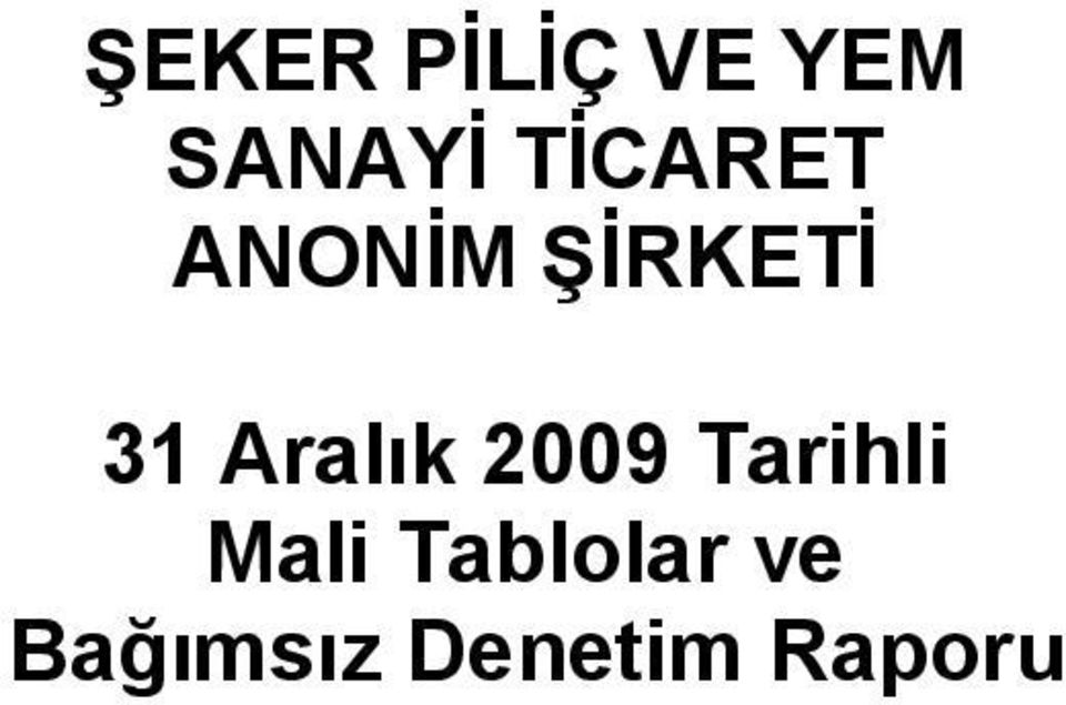 Aralık 2009 Tarihli Mali