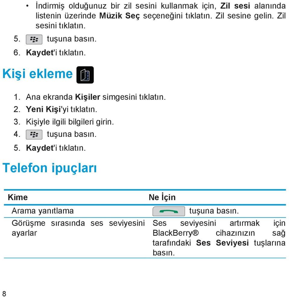 Yeni Kişi'yi tıklatın. 3. Kişiyle ilgili bilgileri girin. 4. tuşuna basın. 5. Kaydet'i tıklatın.