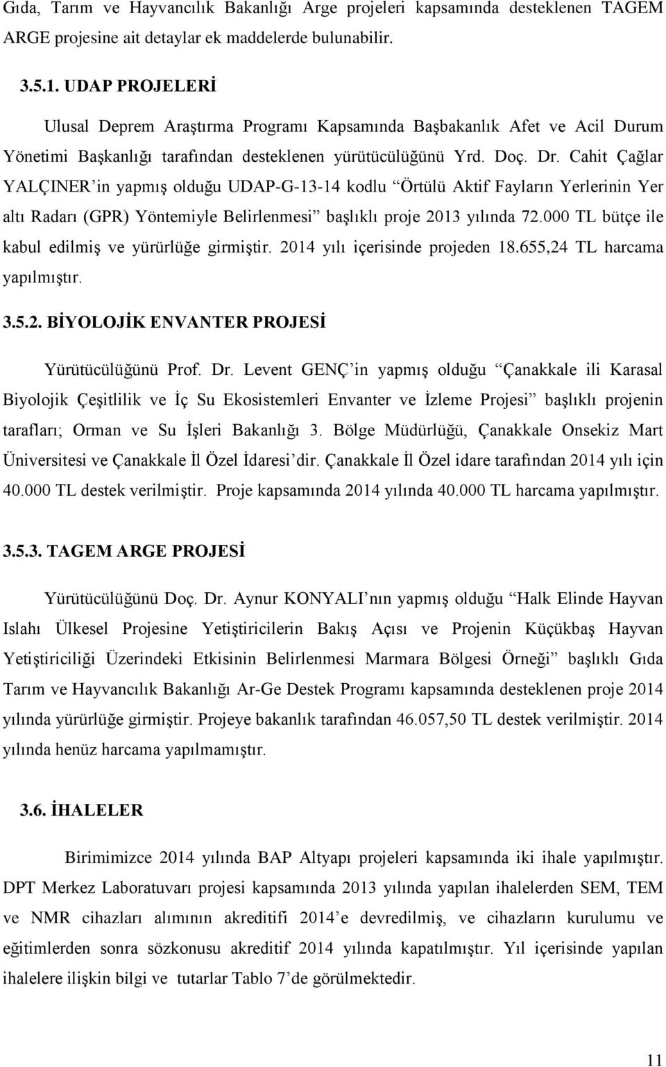 Örtülü Aktif Fayların Yerlerinin Yer altı Radarı (GPR) Yöntemiyle Belirlenmesi başlıklı proje 2013 yılında 72.000 TL bütçe ile kabul edilmiş ve yürürlüğe girmiştir. 2014 yılı içerisinde projeden 18.