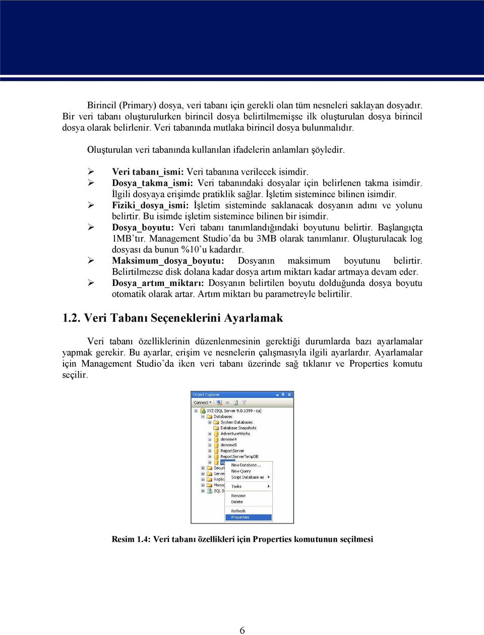 Oluşturulan veri tabanında kullanılan ifadelerin anlamları şöyledir. Veri tabanı_ismi: Veri tabanına verilecek isimdir. Dosya_takma_ismi: Veri tabanındaki dosyalar için belirlenen takma isimdir.