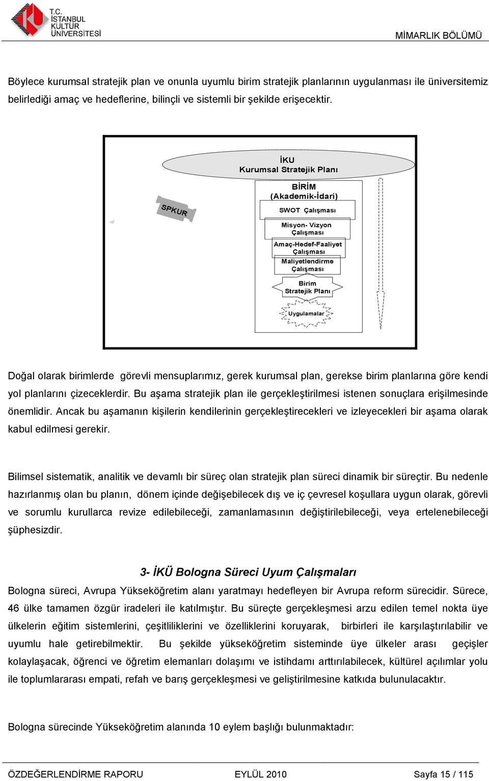 olarak birimlerde görevli mensuplarımız, gerek kurumsal plan, gerekse birim planlarına göre kendi yol planlarını çizeceklerdir.