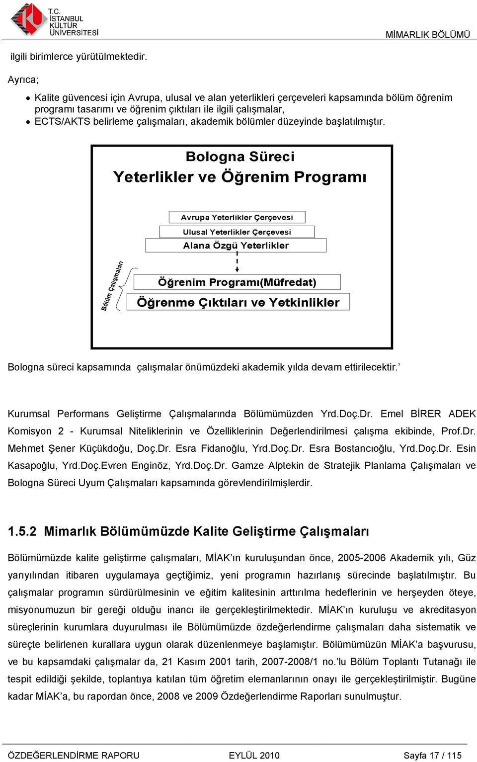 akademik bölümler düzeyinde baģlatılmıģtır.