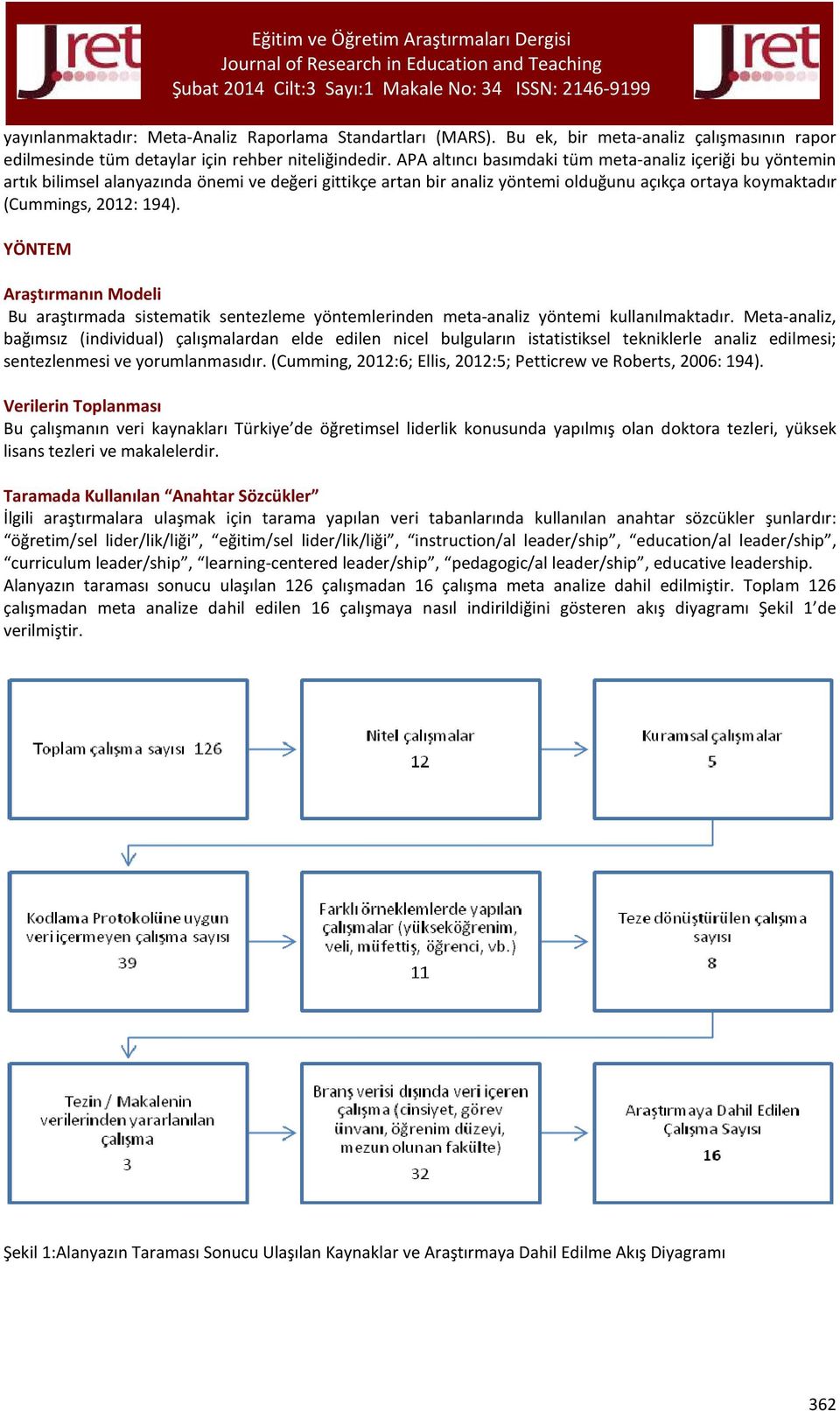 YÖNTEM Araştırmanın Modeli Bu araştırmada sistematik sentezleme yöntemlerinden meta-analiz yöntemi kullanılmaktadır.