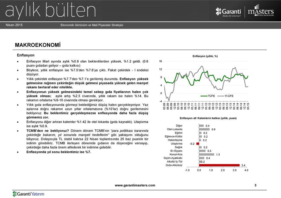 5 den %7.6 ya çıktı. Fakat çekirdek - I endeksi düşüyor. Yıllık çekirdek enflasyon %7.7 den %7.1 e gerilemiş durumda.