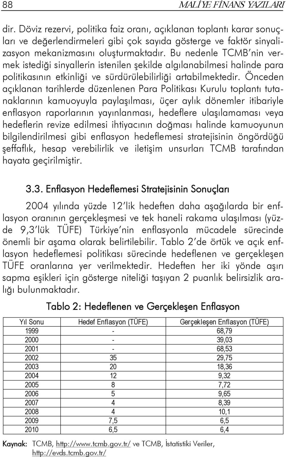 Bu nedenle TCMB nin vermek istediği sinyallerin istenilen şekilde algılanabilmesi halinde para politikasının etkinliği ve sürdürülebilirliği artabilmektedir.