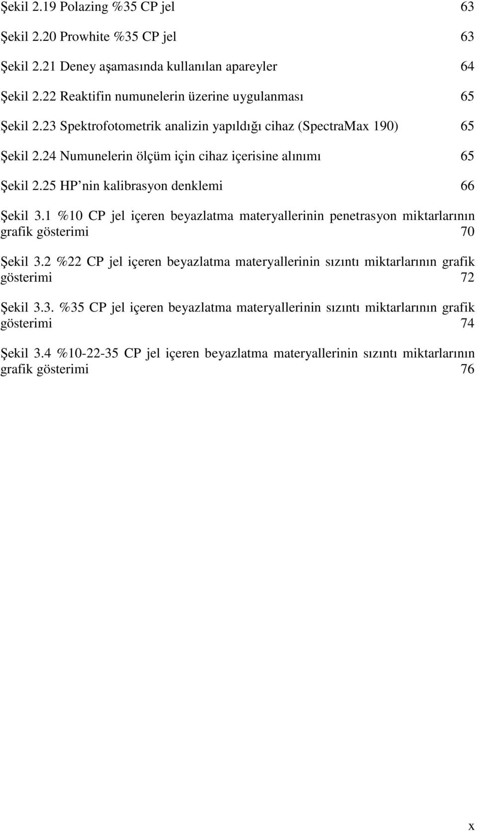 1 %10 CP jel içeren beyazlatma materyallerinin penetrasyon miktarlarının grafik gösterimi 70 Şekil 3.