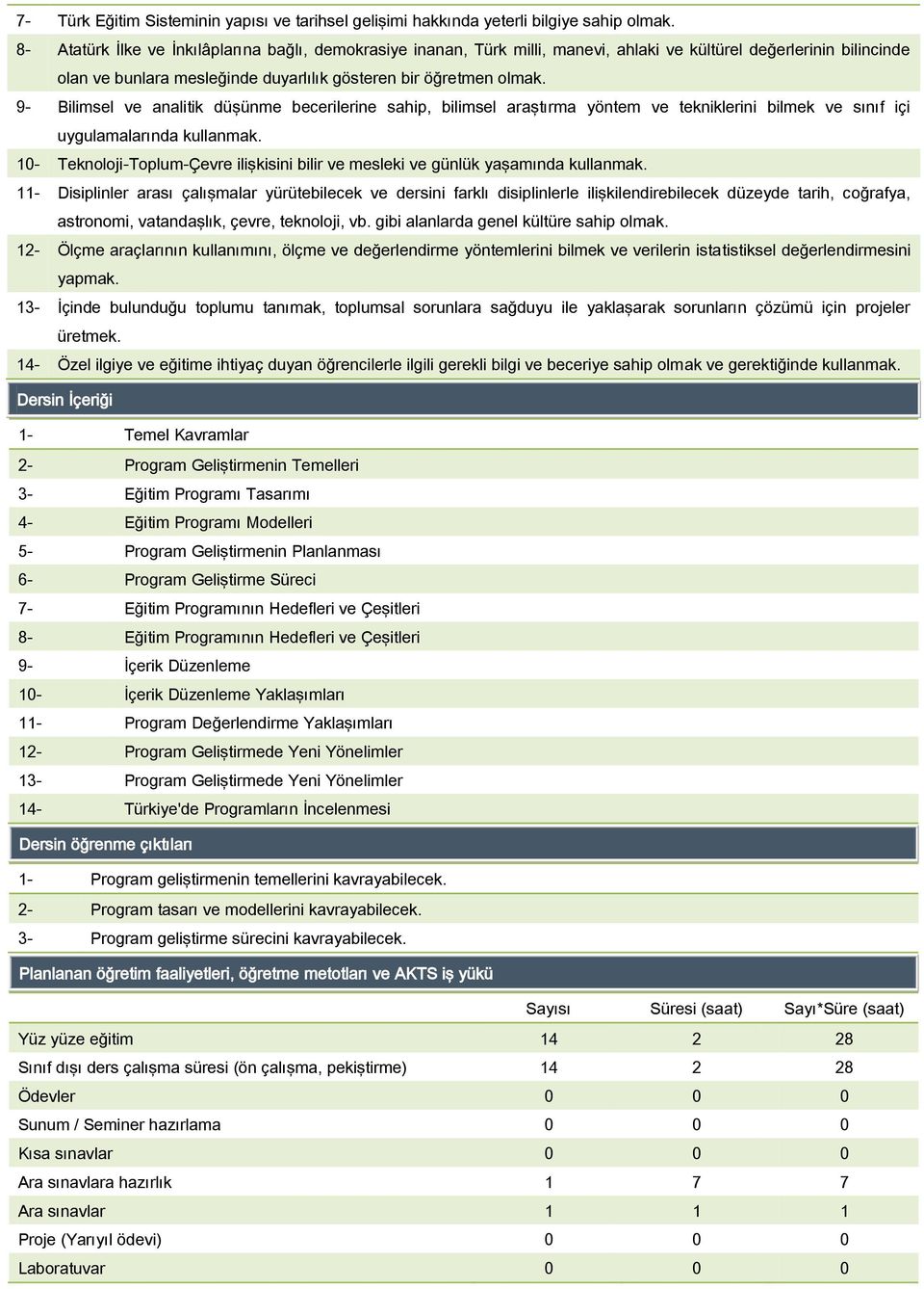 9- Bilimsel ve analitik düşünme becerilerine sahip, bilimsel araştırma yöntem ve tekniklerini bilmek ve sınıf içi uygulamalarında kullanmak.